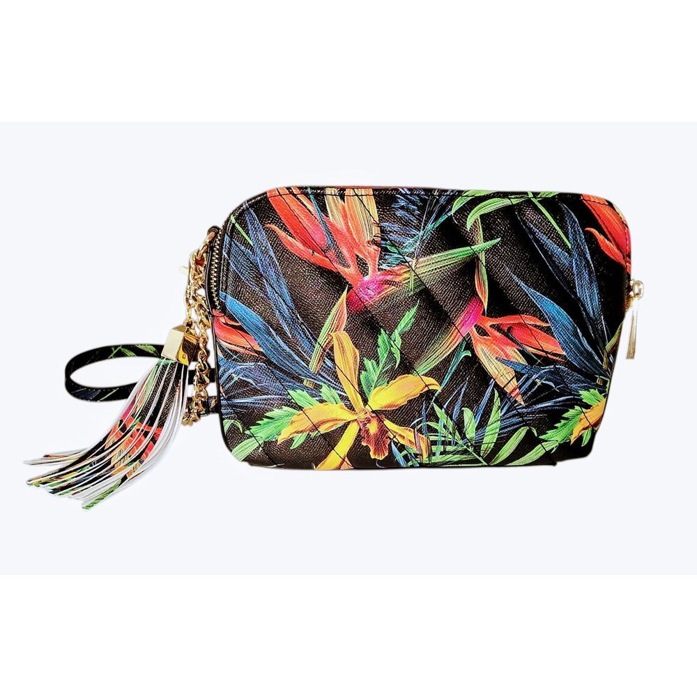 ALDO Tropical Crossbody Bag NWOT – Floral Print, Double Zip, Tassel, Chain Strap - Picture 4 of 9
